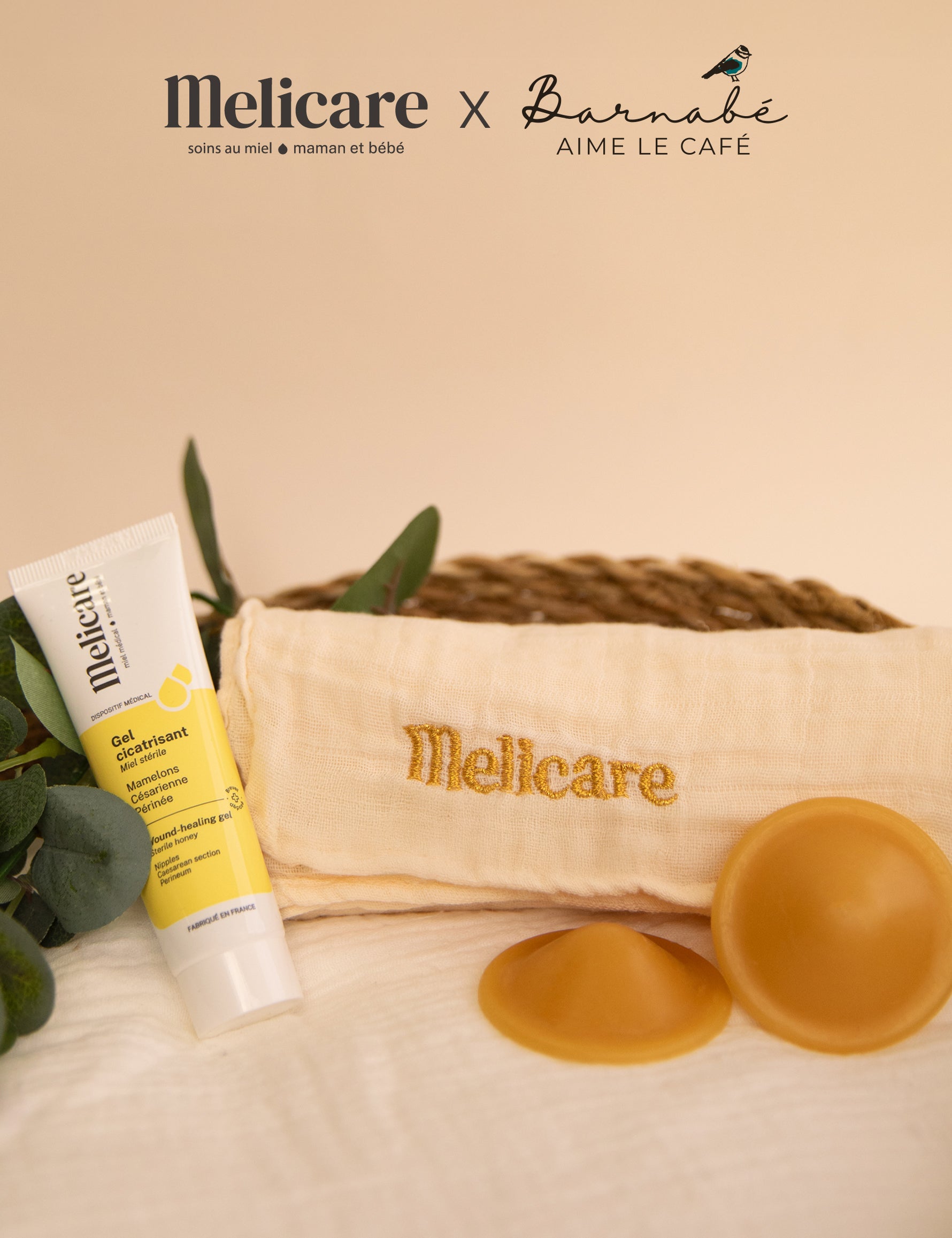 Kit curatif allaitement & Lange bébé Melicare x Barnabé aime le café