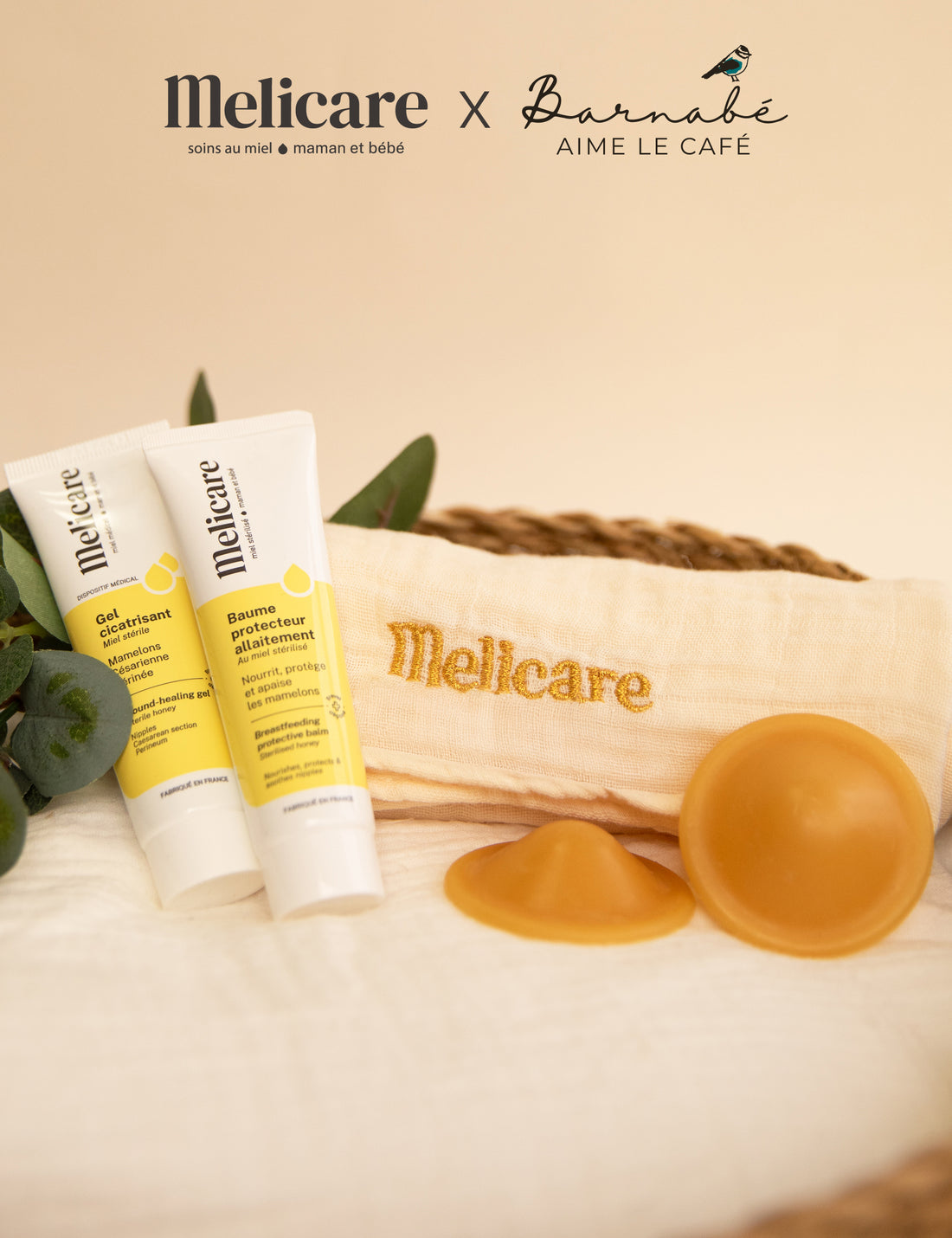 Kit complet allaitement &amp; Lange bébé Melicare x Barnabé aime le café